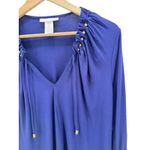 La Blanca  Ruched Tunic Cover-Up Swim Beach Dress Blue Gold‎ Beads Size Small NWT Photo 3