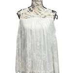 RAIN ivory Lace Crochet Overlay Good Should Tunic Blouse L Beach Boho Sheer White Size L Photo 0