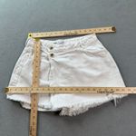 ZARA  Woman Denim Jean Skort Shorts White High Waisted Frayed Hem Asymmetrical Photo 2