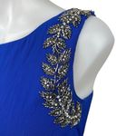 Topshop  Blue Beaded Jeweled Embellished Sleeveless Cutout Back Blouse Tank Top 2 Photo 4