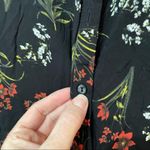 ZARA Black Floral Print Button Down Shirt Tunic Womens XS Ruffled Romantic Photo 3