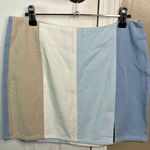 Colorblock Blue and Cream Skirt Size Large W 15” L 16” Tan Photo 0