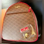 Karl Lagerfeld Backpack Brown Logo Red Line Front Zip Pouch 3 charms NWT $198 Photo 11