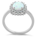 Sterling Silver Size 5 925  Oval White Lab Opal CZ Ring Photo 2