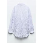 ZARA  Blue & White Oversized Crushed Striped Wrap Shirt Photo 3