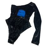 YITTY  Plusshy Asymmetrical Bodysuit velour black Sz S Photo 3