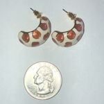 Kenneth Jay Lane Signed KJL China White and Orange Giraffe Print Dot Earrings White Photo 3