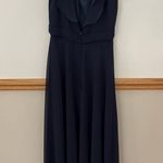 Mori Lee Madeline Gardner Bridesmaid Navy Blue Chiffon Maxi Dress Size 8 Photo 5