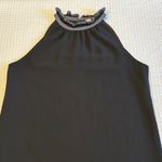 Naked Zebra  LARGE Black High Ruffle Neck Halter Sleeveless Mini Dress LBD Photo 8