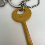 Fossil Vintage Keyper Key Charm Purse Hang Tag Fob Mustard Yellow Silver Photo 6