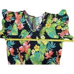 Signature Collection Plus Size Tropical Jumpsuit Women’s XL/16 Stretchy Wide Leg Vacation Resortwear Photo 4