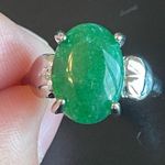 S925 silver green jade heart ring size 9 Photo 3