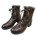 Taos Factor Quilted Leather Combat Boots Chocolate Brown Photo 0
