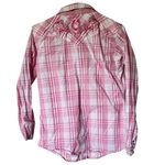 Pink Plaid Rancher Cowgirl Hardware White Long Sleeve Button Up Shirt Medium Photo 1