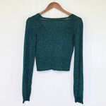 Free People  Emmaline Metallic Green Cardigan Long Sleeve‎ Goth Dark Romantic XS Photo 3