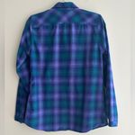 Eddie Bauer Plaid Flannel Button Down Shirt, Purple/Green/Blue, Size Medium Photo 12