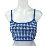 Princess Polly  Blue White Houndstooth Sleeveless Cami Camisole Tank Crop Top S/M Photo 0
