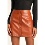 Lulus Most Fab Brown Vegan Leather Button-Front Mini Skirt S NWT Photo 1