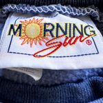Vintage Morning Sun Floral Rose Sweatshirt Crew Neck Rib Trim Cotton Blue Large Photo 1