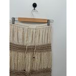 NAOO Womens Boho Maxi Skirt Size L Cream Shimmer Tiered Gypsy Hippie Earthy Size L Photo 3