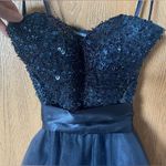 Sean Collection Strapless Sweetheart Cut Crystal Short Ruffle Homecoming Dress Photo 2