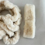 Chico's Scarf & Headband Set Faux Fur Cream Beige Pull Through Scarf Photo 9