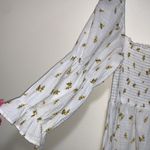 Kourt calypso mini dress on/off shoulder long balloon sleeve woman LARGE floral White Photo 1