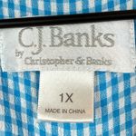 Christopher & Banks Shirt Womens 1X Blue Gingham Check Short Sleeve Button Front Photo 4