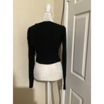 Reformation Jeans Black Ribbed Long Sleeve Scoop Neck Crop Top M Photo 2