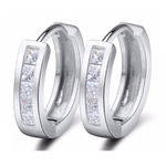 Boutique NEW White Gold Plated .925 Simulated Diamond Huggie Hoop Earrings, Unisex 10mm‎ Photo 1