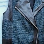 Helmut Lang women’s peak jacquard cropped leather moto biker vest size P Photo 11