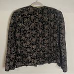 Vintage R&K Evening Blazer Jacket Women's‎ Large Black Velvet Floral Glitter Photo 5