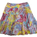 Lauren Ralph Lauren Womens Tiered Skirt Linen Cotton Blend Paisley Print L Yellow Size L Photo 0