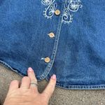 Vintage 90s A.J. Blue Denim White Paisley Embroidered Dress Vest Country LARGE Photo 1