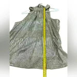 Bishop and Young  Women‎ Gray Hi-Shine Metallic Tie Mock Neck Sleeveless Blouse S Photo 7