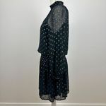 Velvet by Graham & Spenser Dress Chiffon Long Sleeve Black Polka Dot Small Photo 8