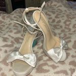 Betsey Johnson Maddy Dressy Bow Platform Sandals White Silver Photo 3