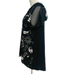 Dolcezza Size Large Top Blouse Short Sleeve Simply Art Hoodie Mesh Sleeves Photo 3