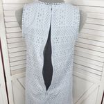 Loft Eyelet Split Neck Sleeveless Shift Tunic Mini Dress Powder Blue Size 2 Photo 8