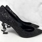 Saint Laurent Opyum Glitter 85 YSL Stiletto Pointed Toe Pumps Heels Black 38.5 Photo 0