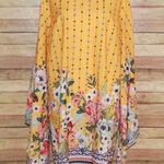 SheIn  Curve 2XL Yellow Shift Dress Long Kimono Sleeve Floral Knee Length Casual Photo 0