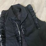 Jil Sander  Ruffles Black Vest Tops Woman 100% Wool Silk Size 38 Rare Photo 2