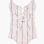 Madewell Tavik by Monahan Lace-Up One-Piece Swimsuit in Horizon Stripe xs Photo 2