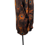 Givenchy  Vintage Peacock-Print Poet-Sleeve Blouse Silk Brown Size 34 US 2‎ Photo 7