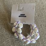 Urban Outfitters  KEELY STATEMENT PEARL HOOP EARRING WHITE PURPLE HOOPS BIG Photo 1