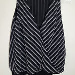 Bebe Black and White Striped Sleeveless Bodysuit Photo 0