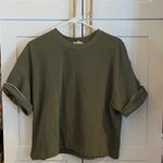 Madewell Sweatshirt Tee olive green cuffed sleeve Fall loungewear streetwear Photo 2