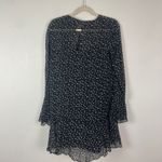 Theory  Marsh Starry Print Silk‎ Dress Black Sheer Long Sleeve Size 0 Whimsigoth Photo 7