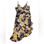 Lulus Flowering Beauty Navy Blue Floral Print Asymmetrical Midi Dress XL NWT Photo 6