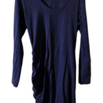 Sundry  Anthropologie Navy Long sleeve Ruched Side‎ Tie Dress Size 3 Large Photo 0